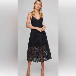 ASTR the Label Black Lace Midi Dress V-Neck Fit & Flare Size Small
